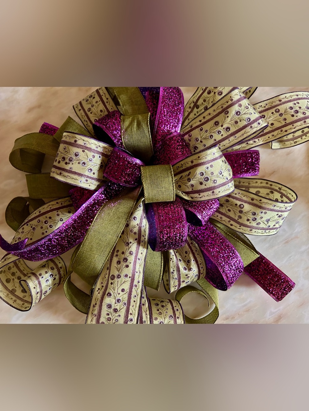 Purple Green Fall Autumn Wreath Bow, Wreath Accent, Lantern Bow, & Christmas NEW